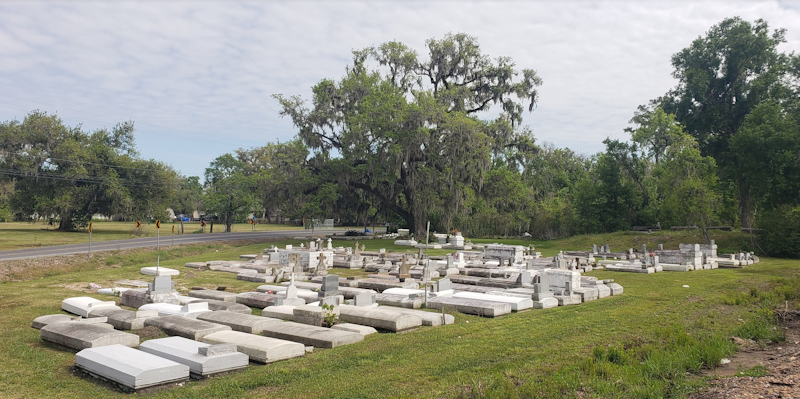 Shell Mound Cemetary, Des Allemands. Potential Shell Mound far backk on the right.